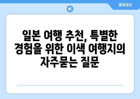 일본 여행 추천, 특별한 경험을 위한 이색 여행지