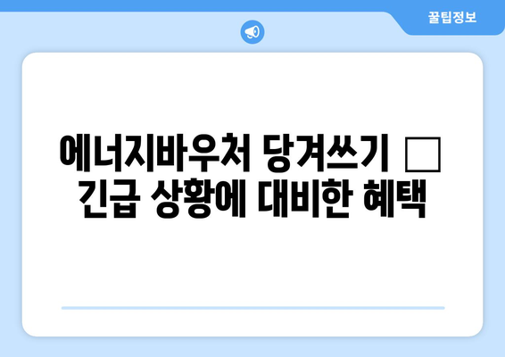 에너지바우처 당겨쓰기 – 긴급 상황에 대비한 혜택