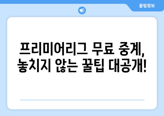 프리미어리그 무료 중계 시청을 위한 필수 정보