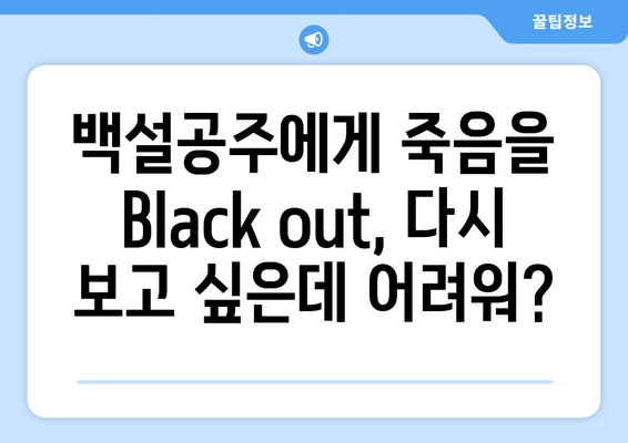 백설공주에게 죽음을 Black out 다시보기 – 쉽게 접근하는 법