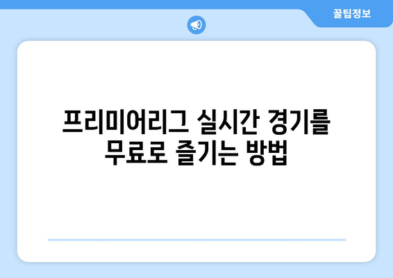 프리미어리그 무료 중계: 지금 시청 가능한 플랫폼