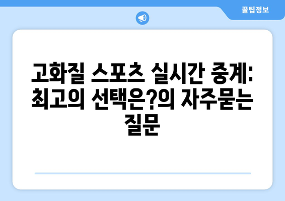 고화질 스포츠 실시간 중계: 최고의 선택은?