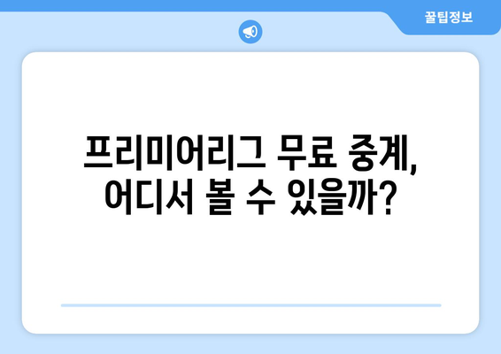 프리미어리그 무료 중계: 지금 시청 가능한 방법들