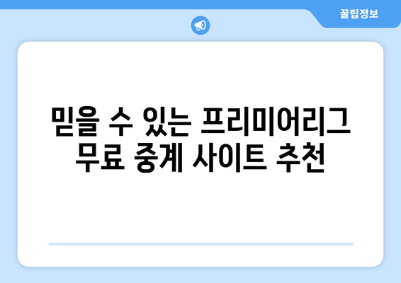 프리미어리그 무료중계 사이트 비교 분석