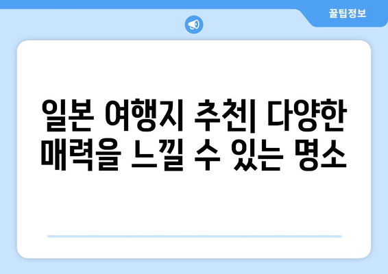 일본 여행지 추천, 다양한 매력을 느낄 수 있는 명소