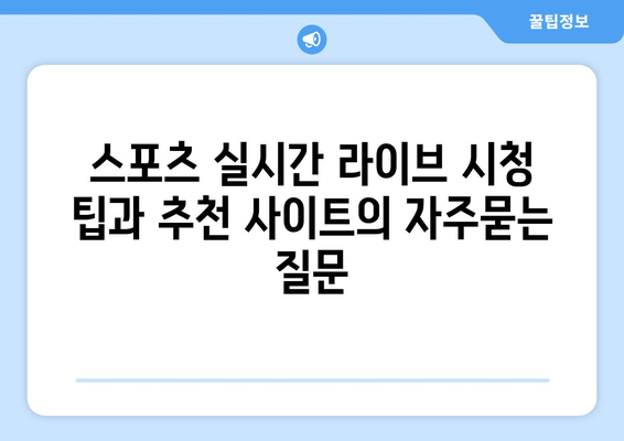 스포츠 실시간 라이브 시청 팁과 추천 사이트