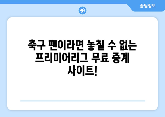 프리미어리그 무료 중계: 신뢰할 수 있는 사이트 추천