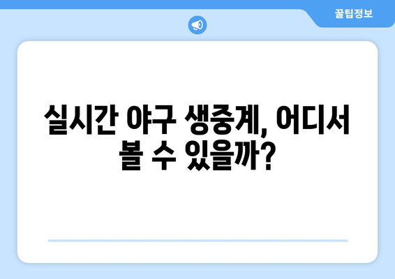 야구 팬을 위한 실시간 무료 생중계 추천