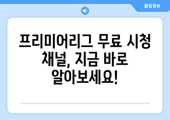 프리미어리그 무료중계: 어디서 시청할까?