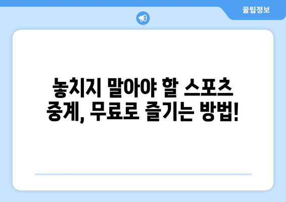 무료 스포츠 실시간 중계, 합법 서비스 추천