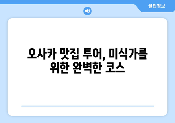 오사카 여행 코스 추천, 효율적으로 즐기는 여행 일정