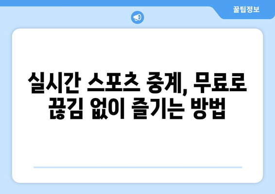 스포츠 실시간 무료 중계: 빠르고 안정적인 시청 방법