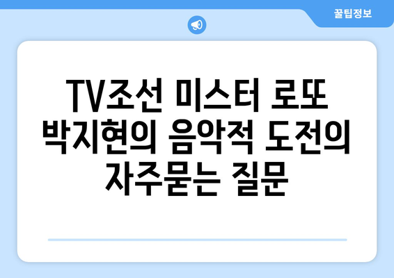 TV조선 미스터 로또 박지현의 음악적 도전