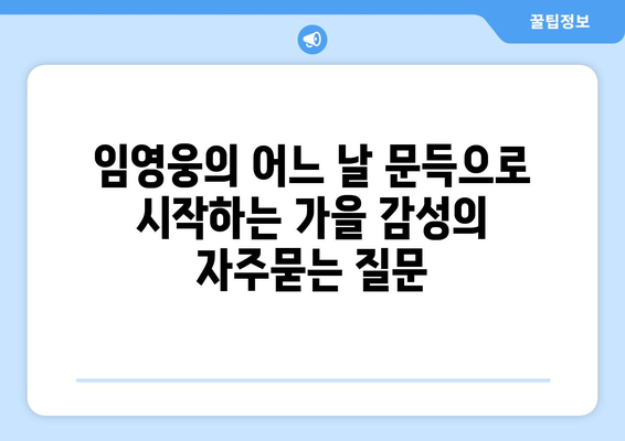 임영웅의 어느 날 문득으로 시작하는 가을 감성