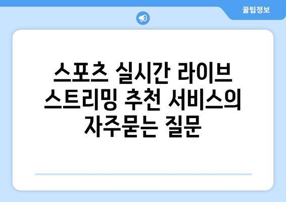 스포츠 실시간 라이브 스트리밍 추천 서비스