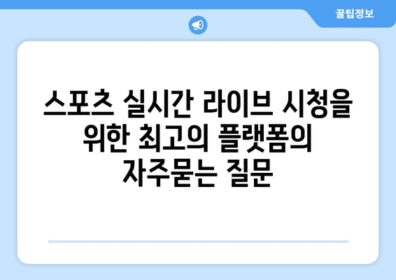 스포츠 실시간 라이브 시청을 위한 최고의 플랫폼