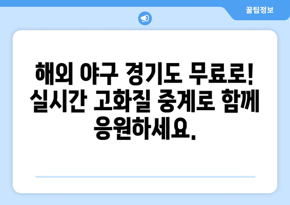 야구 실시간 무료 중계 고화질로 즐기기