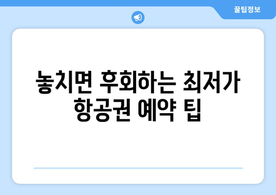 최저가 항공권 검색 방법, 놓치면 후회하는 필수 정보