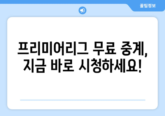 프리미어리그 무료 중계: 지금 시청 가능한 플랫폼