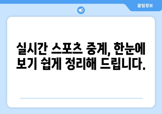 스포츠 실시간 라이브 중계: 빠르고 쉽게 보는 법