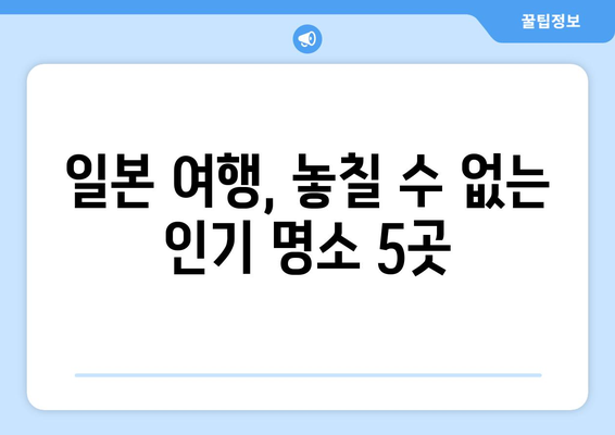 일본 여행지 추천, 관광객이 사랑하는 인기 명소