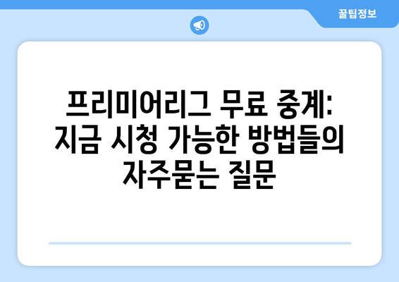 프리미어리그 무료 중계: 지금 시청 가능한 방법들