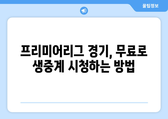 프리미어리그 무료 중계: 놓치지 말아야 할 사이트들