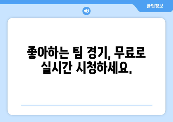 야구 팬을 위한 무료 중계 링크 안내