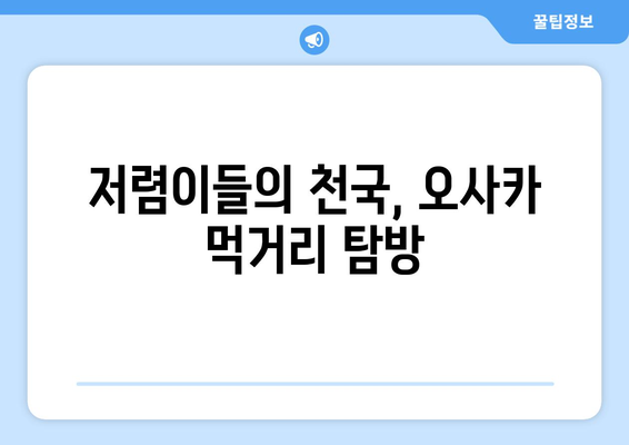 오사카 여행 코스, 알뜰하게 즐기는 3박 4일 일정