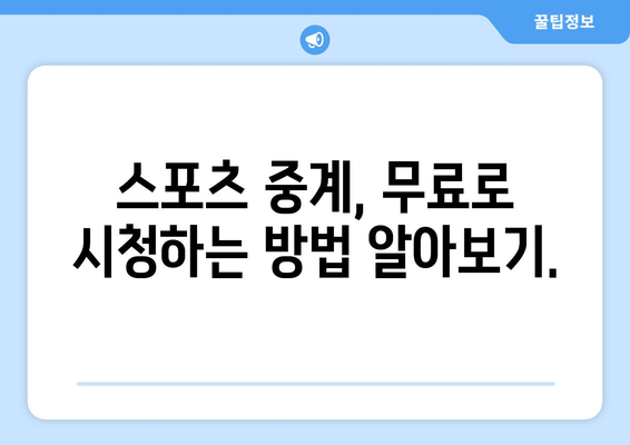 스포츠 실시간 티비 중계: 무료로 시청하는 방법