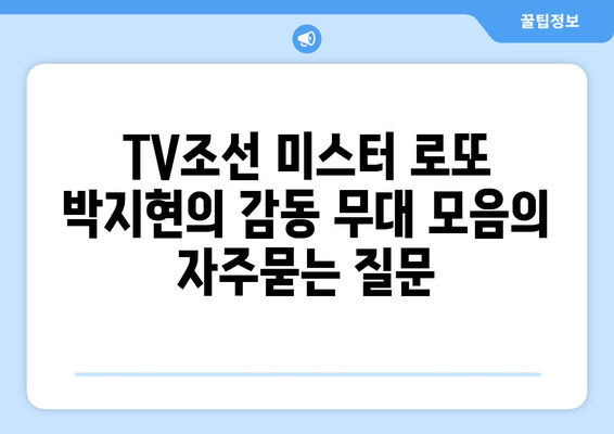 TV조선 미스터 로또 박지현의 감동 무대 모음