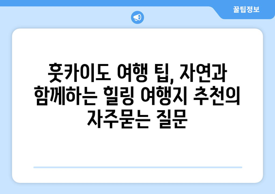 훗카이도 여행 팁, 자연과 함께하는 힐링 여행지 추천