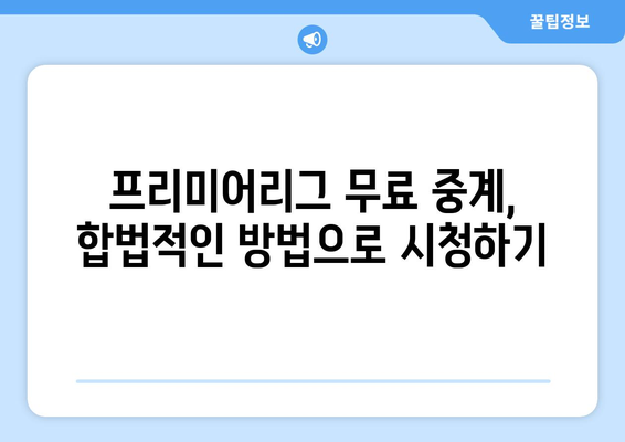 프리미어리그 무료 중계: 합법적이고 안전한 시청 방법