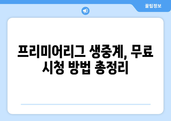 프리미어리그 실시간 중계 무료로 시청하는 방법