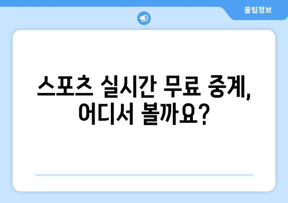 스포츠 실시간 무료 중계: 믿을 수 있는 사이트 추천