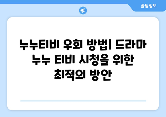 누누티비 우회 방법: 드라마 누누 티비 시청을 위한 최적의 방안