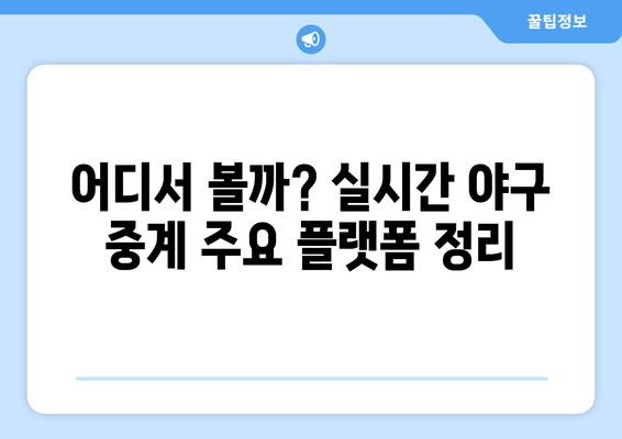 실시간 야구 중계, 주요 플랫폼과 이용 팁