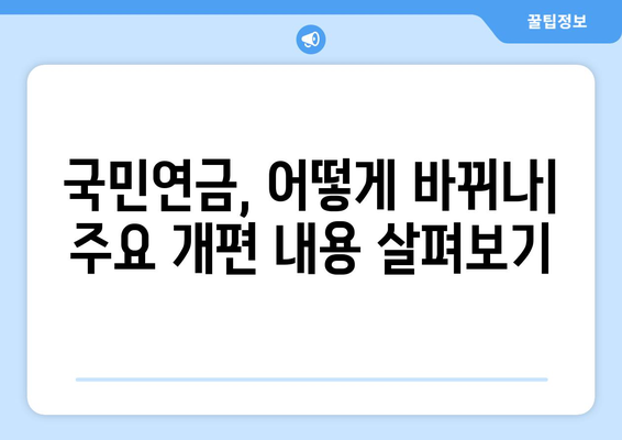 연금개혁안 내용 분석: 국민연금 개편안의 세부 내용