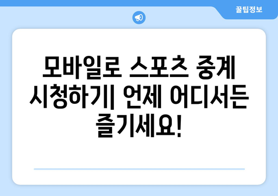 스포츠 실시간 티비 시청 가이드: 무료로 보는 방법