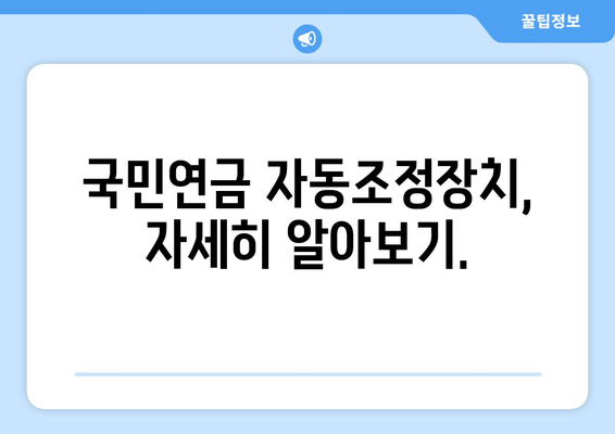 국민연금 자동조정장치 설명: 안정적인 연금 운용을 위하여