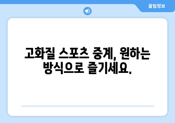 고화질 스포츠 중계, 끊김 없이 즐기는 방법