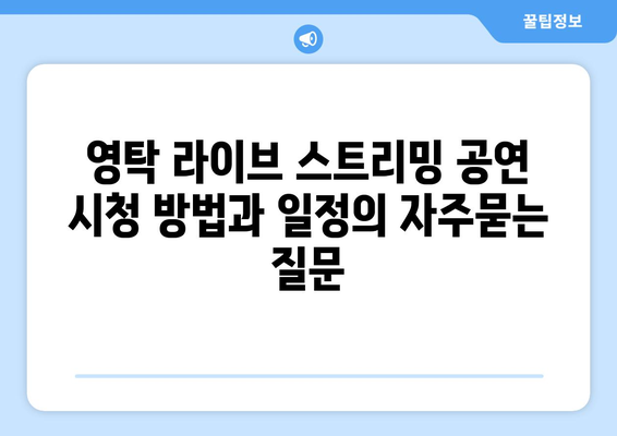 영탁 라이브 스트리밍 공연 시청 방법과 일정