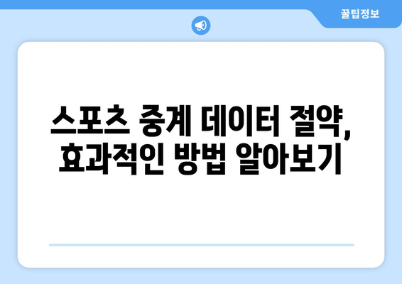 스포츠 실시간 무료 중계: 데이터 절약하는 방법