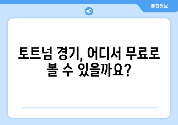 토트넘 경기 무료 중계: 시청 가능한 모든 채널