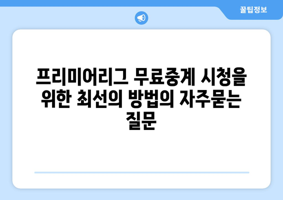 프리미어리그 무료중계 시청을 위한 최선의 방법