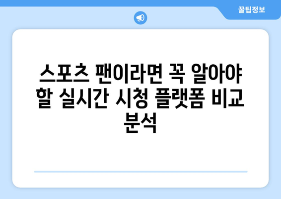 스포츠 실시간 라이브 시청을 위한 최고의 플랫폼