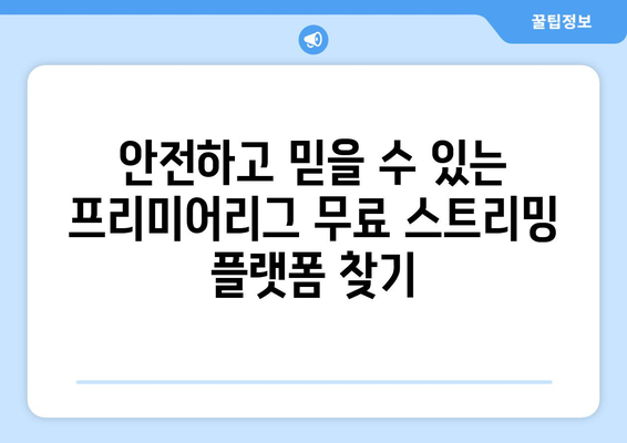 프리미어리그 무료중계: 신뢰할 수 있는 스트리밍 플랫폼