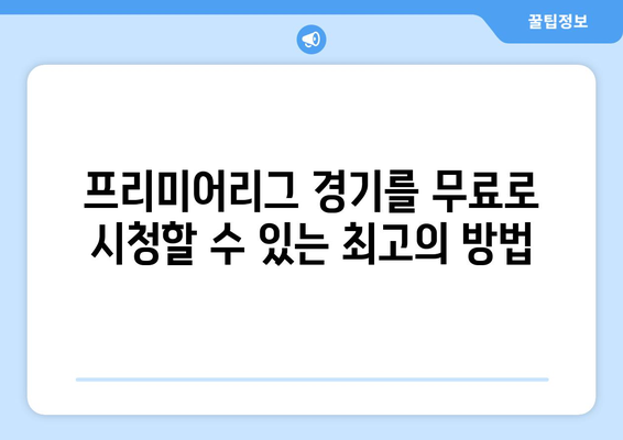 프리미어리그 실시간 중계: 무료로 안전하게 시청하는 방법