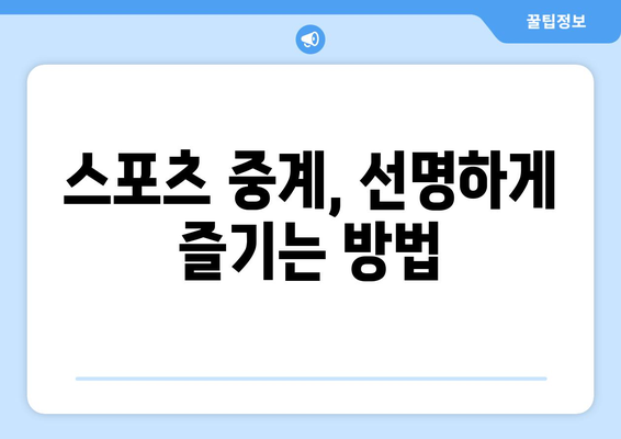 스포츠 실시간 티비 시청: 고화질을 위한 장비 추천