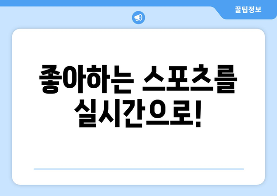 실시간 스포츠 라이브 스트리밍 앱 추천